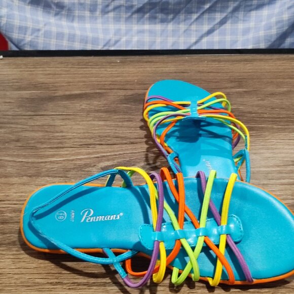 Penmans Jimmy sandals summer vibrant multi-colours women's size 8 1/2 - Picture 6 of 10